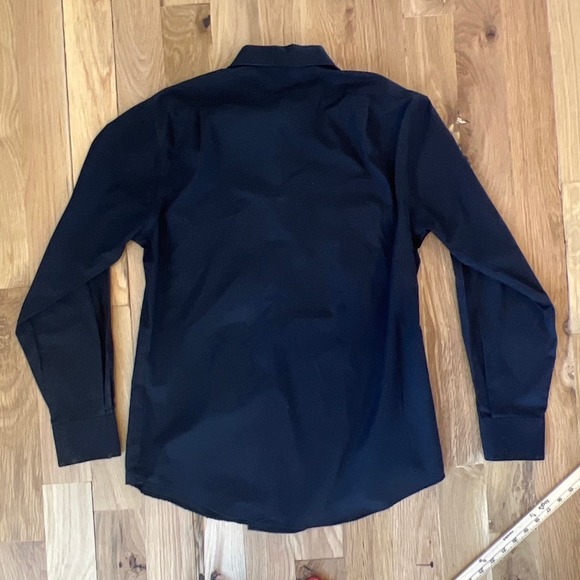 Mens VAN HUESEN Poplin Fitted Black Button Down SZ‎ 16 34/35 - Picture 4 of 4